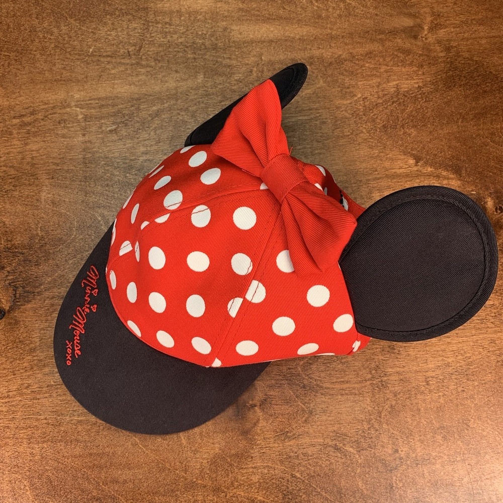Disney Parks Minnie Mouse Youth Size Girls Ear Polka Dot Bow Cap Hat Disneyland - Picture 4 of 8